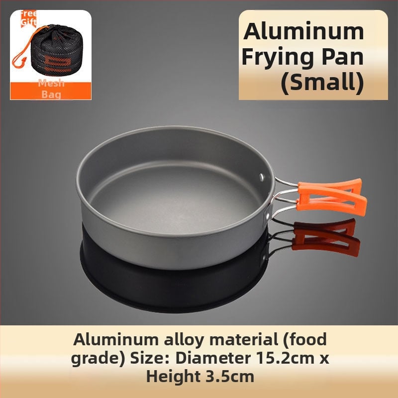 Портативен къмпинг комплект съдове за готвене, алуминиева сплав, за 3–5 човека, многофункционален (пържене/варене), възможност за печат на лого