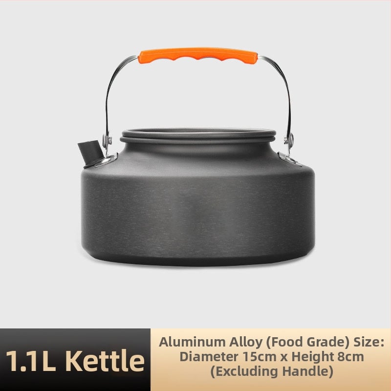 Портативен къмпинг комплект съдове за готвене, алуминиева сплав, за 3–5 човека, многофункционален (пържене/варене), възможност за печат на лого