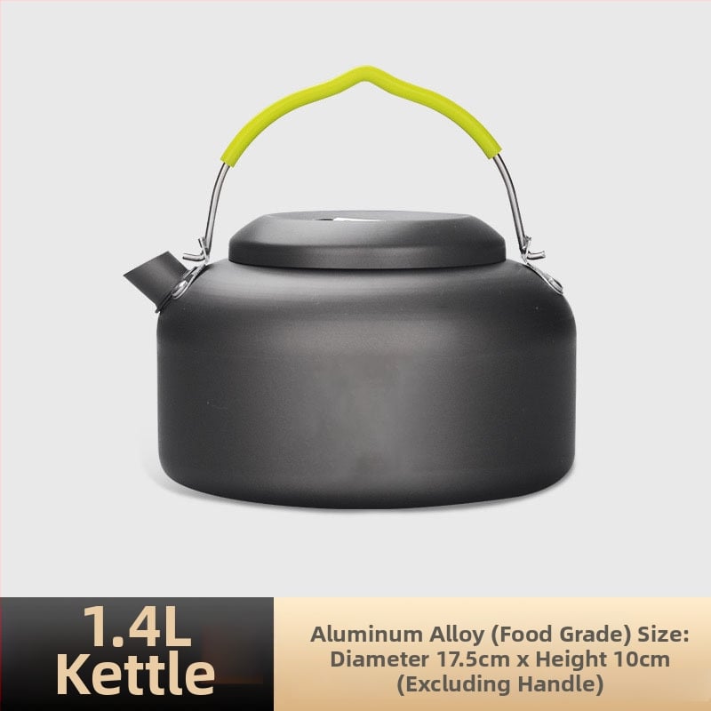 Портативен къмпинг комплект съдове за готвене, алуминиева сплав, за 3–5 човека, многофункционален (пържене/варене), възможност за печат на лого