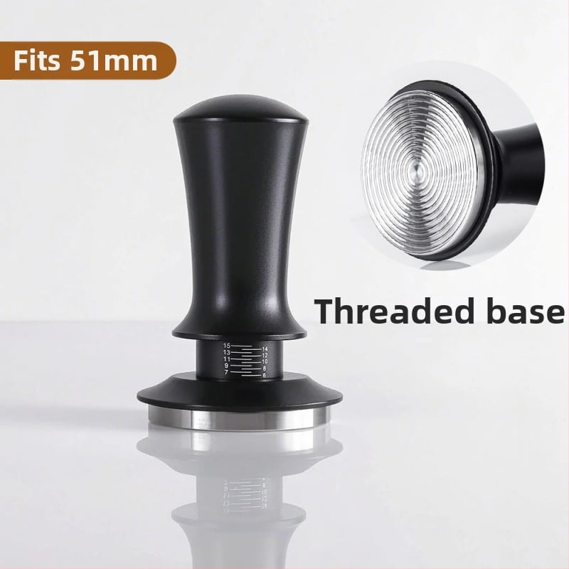 Ταμπερ για εσπρέσο από ανοξείδωτο ατσάλι με ρυθμιζόμενη κλίμακα, βάρος 350 g