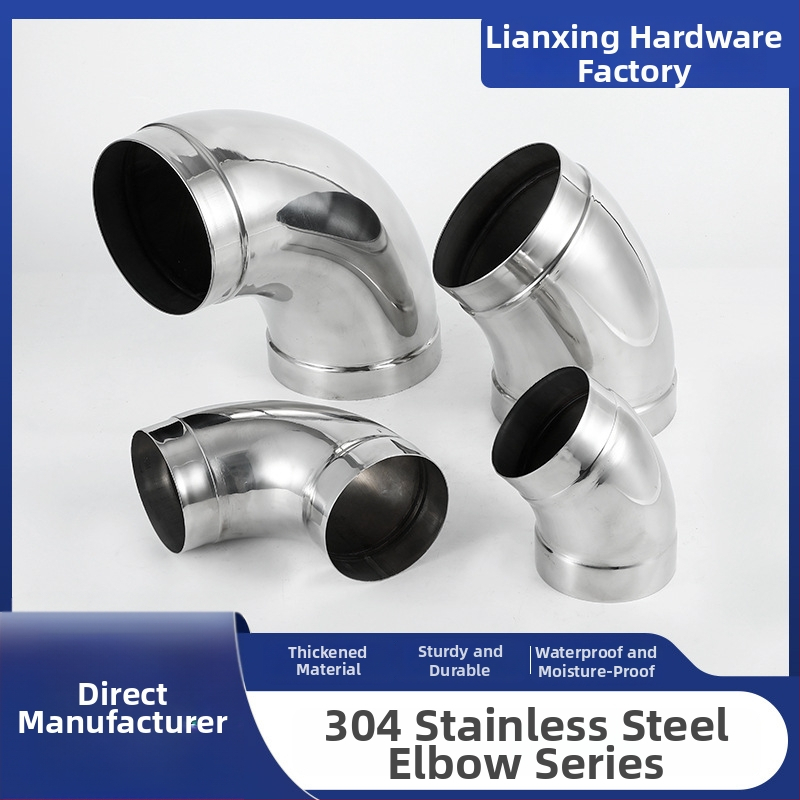 Uholový fiting z nehrdzavejúcej ocele 304, zváraný, lisovaný, 90°, veľký priemer, hrúbka steny 1,2 mm