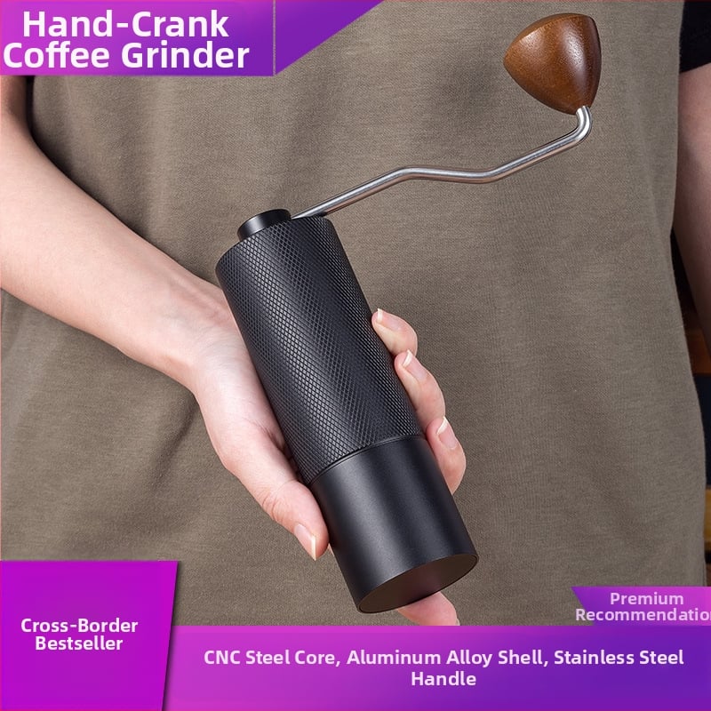 Φορητός χειροκίνητος μύλος κόκκων καφέ, Nordic στυλ, CNC ατσάλινο πυρήνα, αλουμινένιο σώμα, μηχανισμός από ανοξείδωτο ατσάλι, βάρος 460 g, ρύθμιση μεγέθους άλεσης