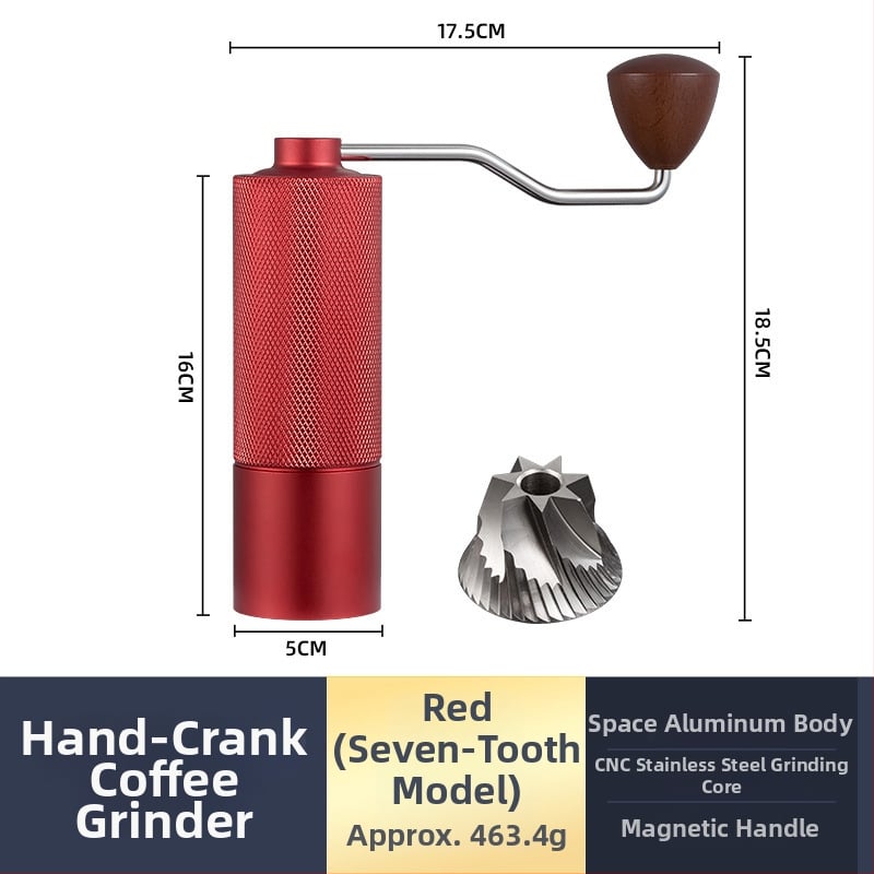 Φορητός χειροκίνητος μύλος κόκκων καφέ, Nordic στυλ, CNC ατσάλινο πυρήνα, αλουμινένιο σώμα, μηχανισμός από ανοξείδωτο ατσάλι, βάρος 460 g, ρύθμιση μεγέθους άλεσης