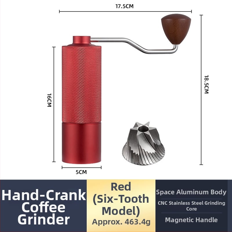 Φορητός χειροκίνητος μύλος κόκκων καφέ, Nordic στυλ, CNC ατσάλινο πυρήνα, αλουμινένιο σώμα, μηχανισμός από ανοξείδωτο ατσάλι, βάρος 460 g, ρύθμιση μεγέθους άλεσης