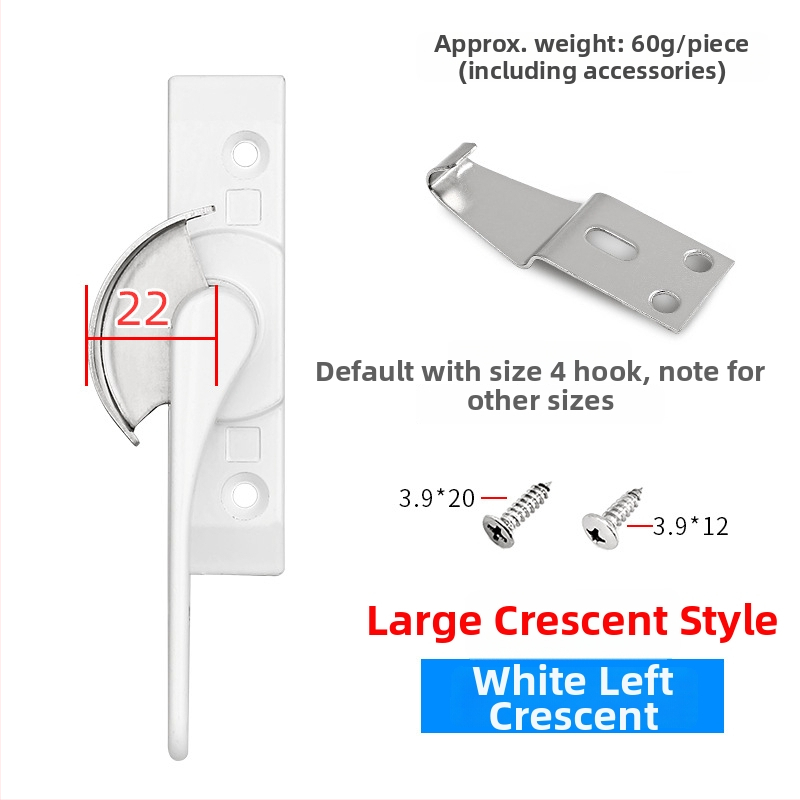 Polmesiačikový zámkový hák pre dvere a okná, z nehrdzavejúcej ocele/alumíniovej zliatiny, vhodný pre posuvné okná, detská ochrana