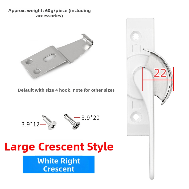Polmesiačikový zámkový hák pre dvere a okná, z nehrdzavejúcej ocele/alumíniovej zliatiny, vhodný pre posuvné okná, detská ochrana