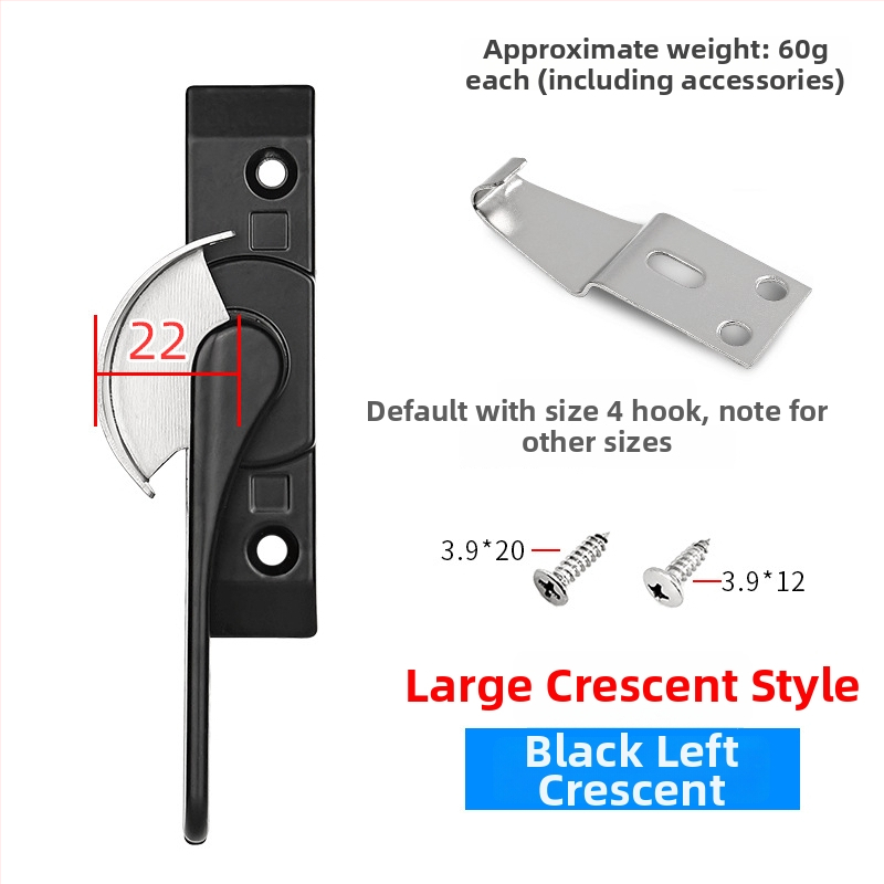Polmesiačikový zámkový hák pre dvere a okná, z nehrdzavejúcej ocele/alumíniovej zliatiny, vhodný pre posuvné okná, detská ochrana