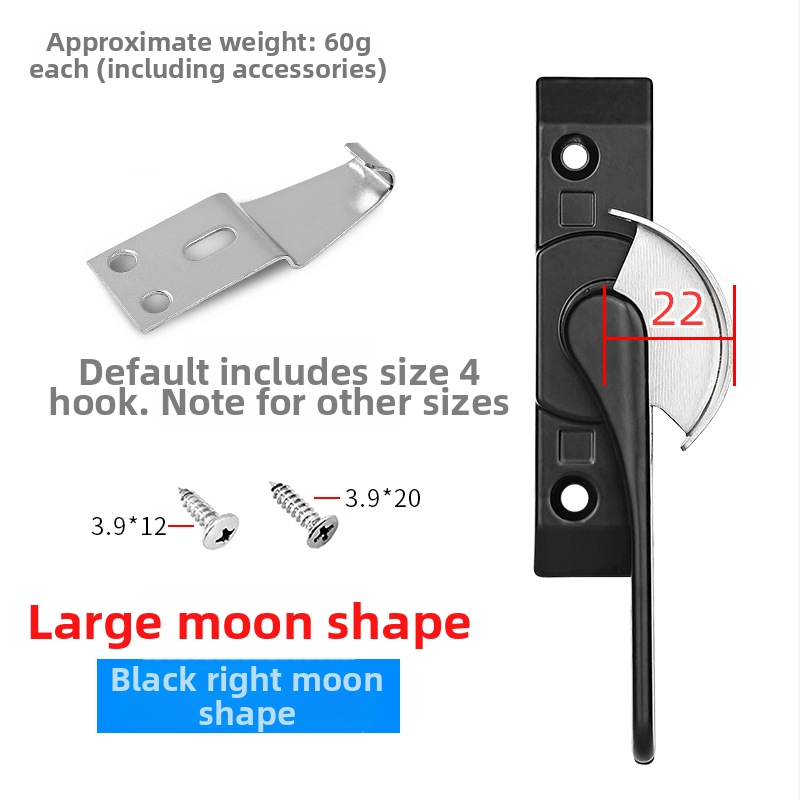 Polmesiačikový zámkový hák pre dvere a okná, z nehrdzavejúcej ocele/alumíniovej zliatiny, vhodný pre posuvné okná, detská ochrana