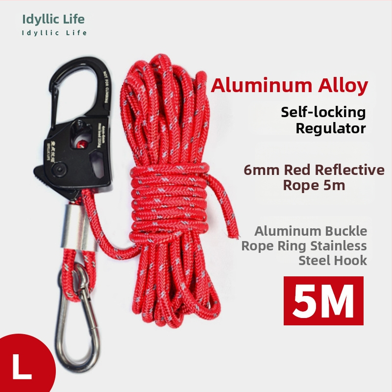 Ρυθμιστής σκοινιού για σκηνή/κατασκήνωση με μηχανισμό αυτοασφάλισης, κράμα μαγνησιο-αλουμίνιο, αυτόματη σύσφιξη