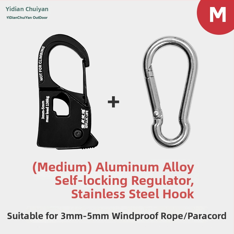 Ρυθμιστής σκοινιού για σκηνή/κατασκήνωση με μηχανισμό αυτοασφάλισης, κράμα μαγνησιο-αλουμίνιο, αυτόματη σύσφιξη