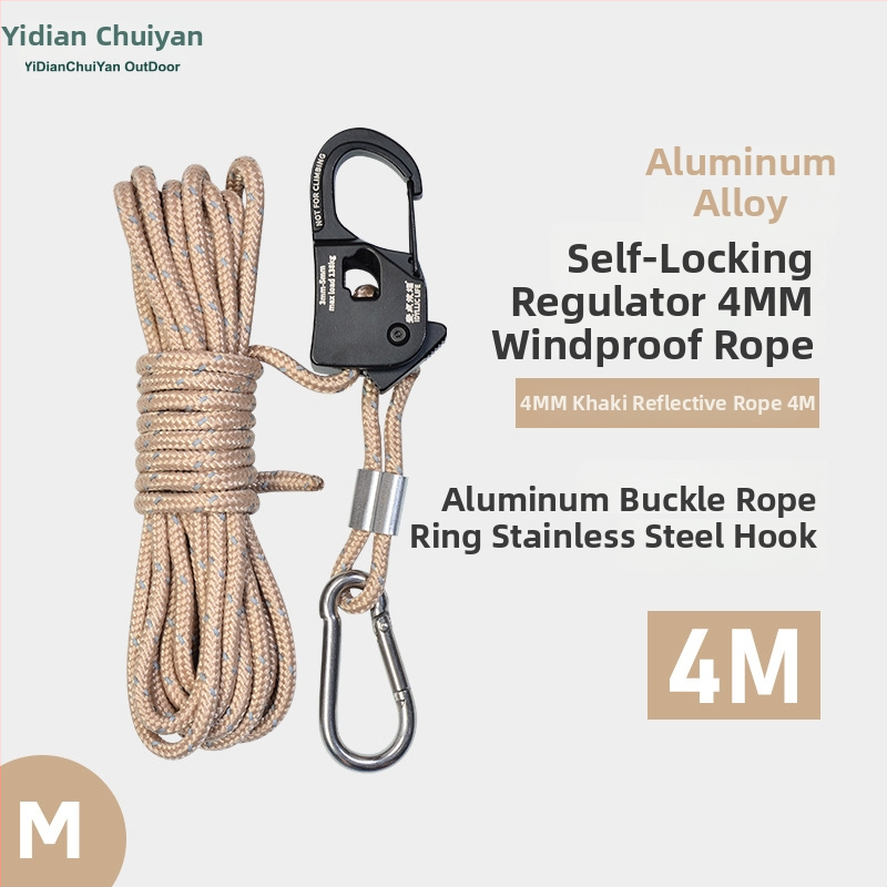 Ρυθμιστής σκοινιού για σκηνή/κατασκήνωση με μηχανισμό αυτοασφάλισης, κράμα μαγνησιο-αλουμίνιο, αυτόματη σύσφιξη