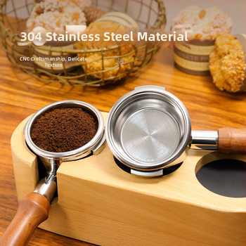 KLAM λαβή πορταφίλτρου χωρίς κάτω για μηχανές καφέ, σώμα από ανοξείδωτο χάλυβα 304, διπλό αυτί, μοντέρνο μινιμαλιστικό στυλ