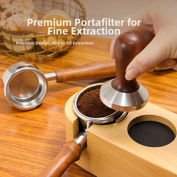 KLAM λαβή πορταφίλτρου χωρίς κάτω για μηχανές καφέ, σώμα από ανοξείδωτο χάλυβα 304, διπλό αυτί, μοντέρνο μινιμαλιστικό στυλ