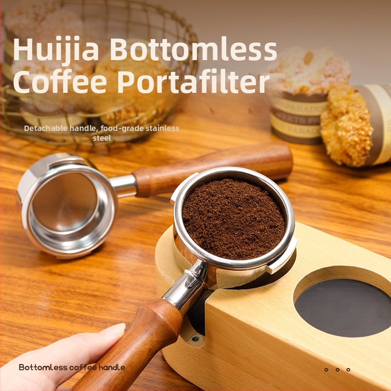 KLAM λαβή πορταφίλτρου χωρίς κάτω για μηχανές καφέ, σώμα από ανοξείδωτο χάλυβα 304, διπλό αυτί, μοντέρνο μινιμαλιστικό στυλ