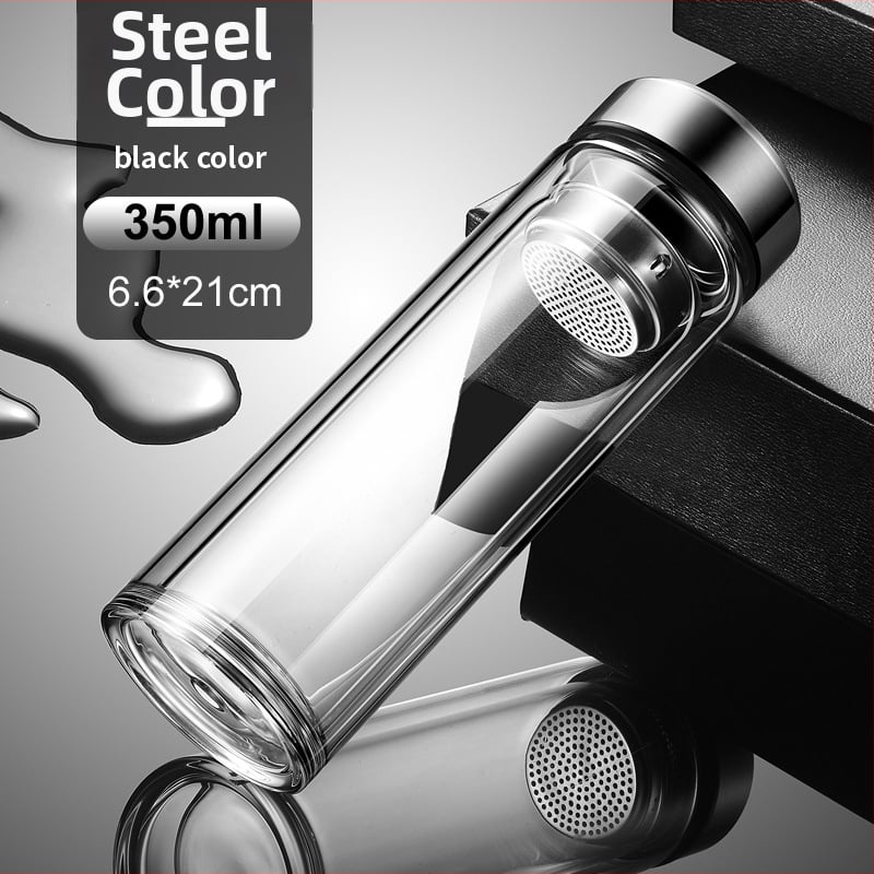 Ποτήρι γυαλιού με διπλό τοίχωμα, έξυπνη μέτρηση θερμοκρασίας, φίλτρο τσαγιού, από γυαλί υψηλής αντοχής, στεγανοποιημένο