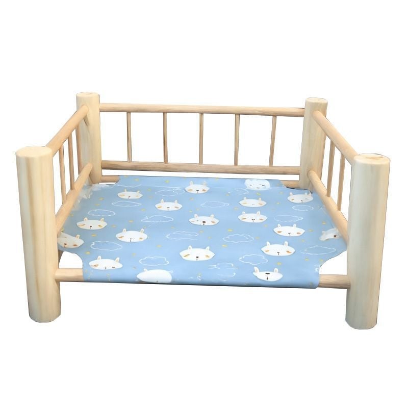 Pat din lemn pentru pisici, cu formă ovală, impermeabil și rezistent la umezeală, cu cuib deasupra solului, pentru toate sezoanele