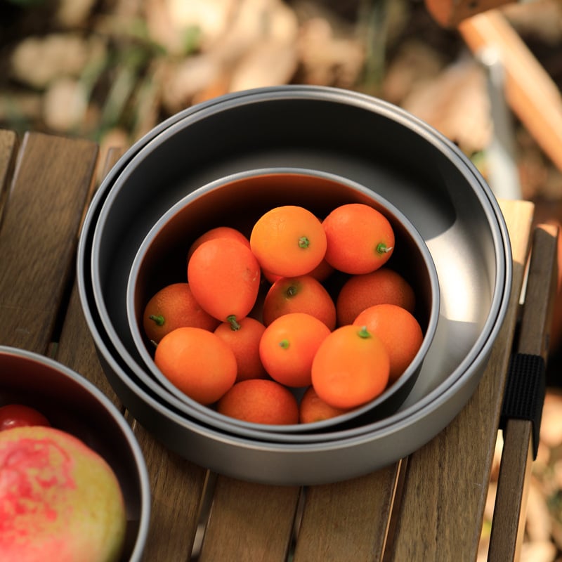 Комплект титанови купи за хранене, портативен и ултралек, модел TA3709, тегло 120 g, за 1 човек