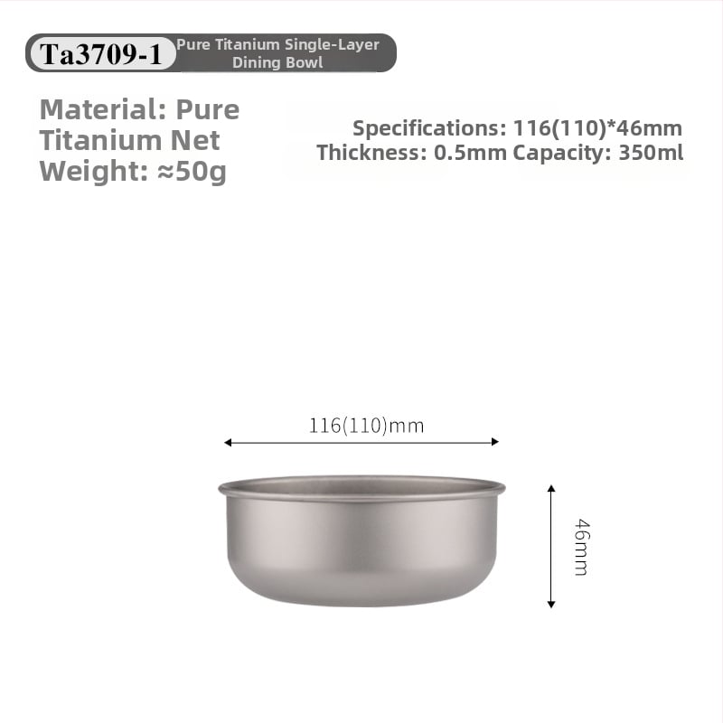 Комплект титанови купи за хранене, портативен и ултралек, модел TA3709, тегло 120 g, за 1 човек