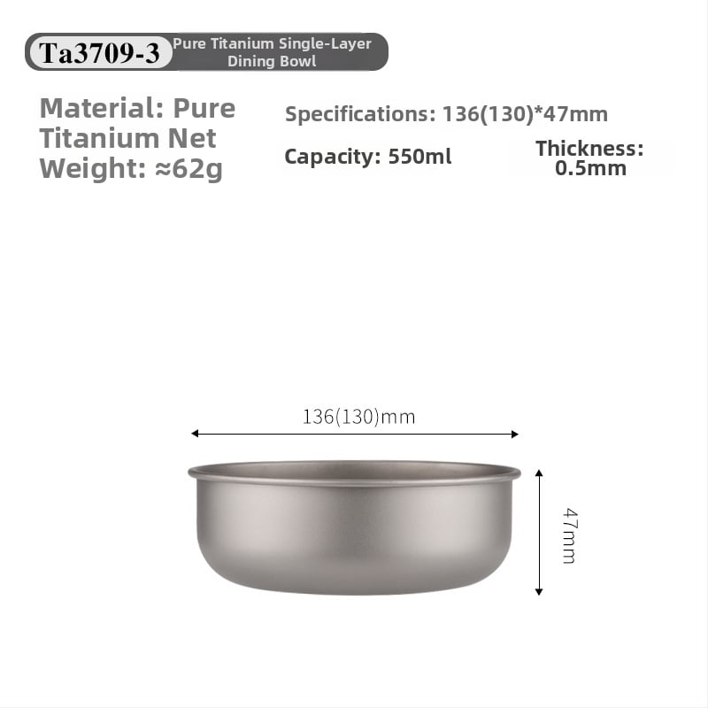 Комплект титанови купи за хранене, портативен и ултралек, модел TA3709, тегло 120 g, за 1 човек