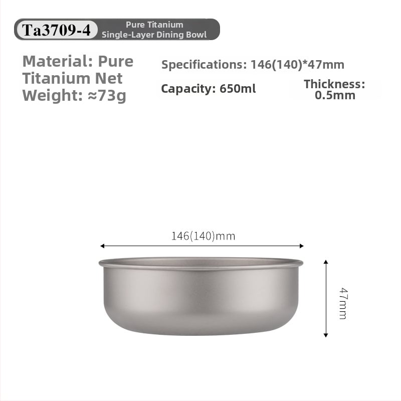 Комплект титанови купи за хранене, портативен и ултралек, модел TA3709, тегло 120 g, за 1 човек