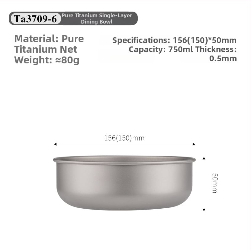 Комплект титанови купи за хранене, портативен и ултралек, модел TA3709, тегло 120 g, за 1 човек