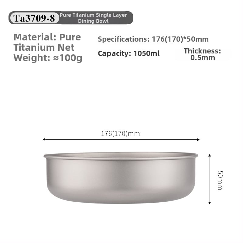 Комплект титанови купи за хранене, портативен и ултралек, модел TA3709, тегло 120 g, за 1 човек