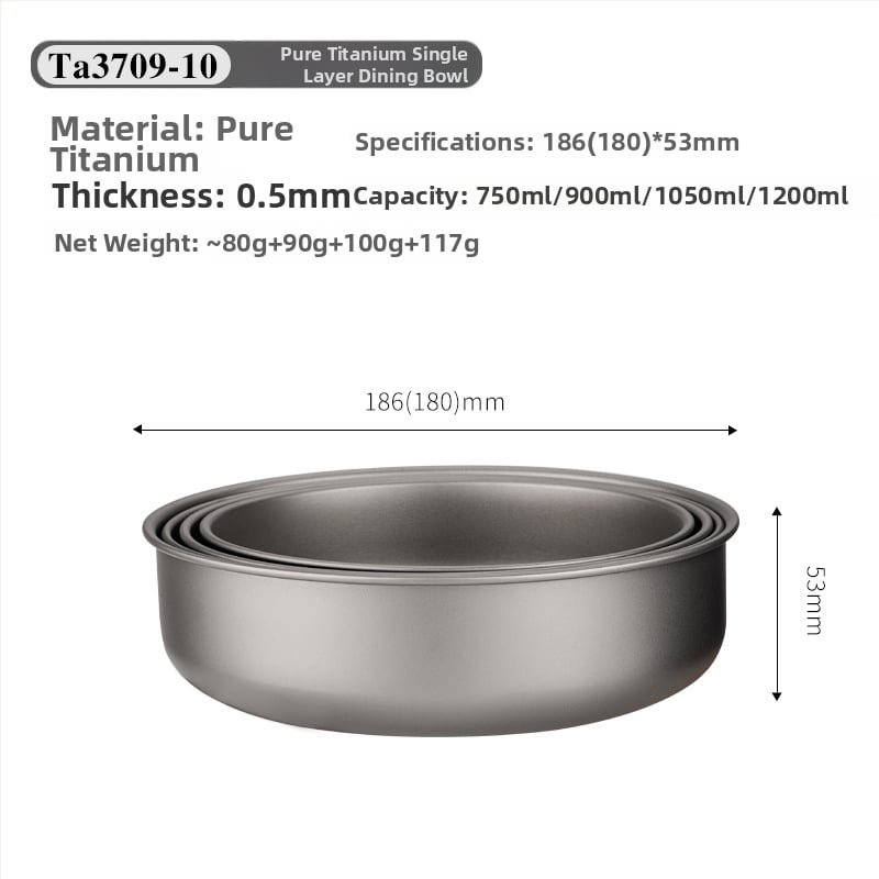 Комплект титанови купи за хранене, портативен и ултралек, модел TA3709, тегло 120 g, за 1 човек