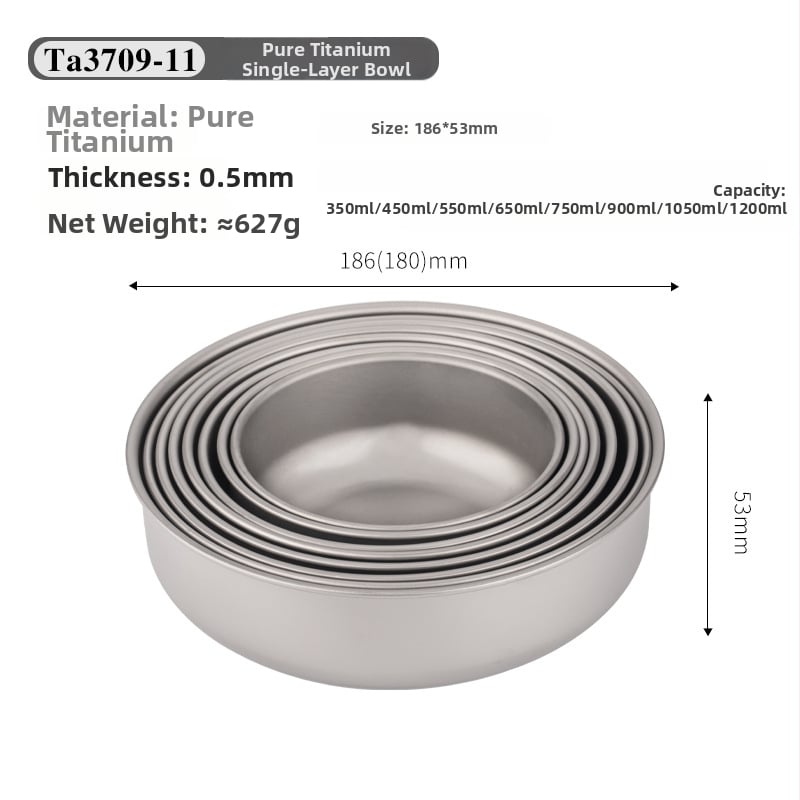 Комплект титанови купи за хранене, портативен и ултралек, модел TA3709, тегло 120 g, за 1 човек