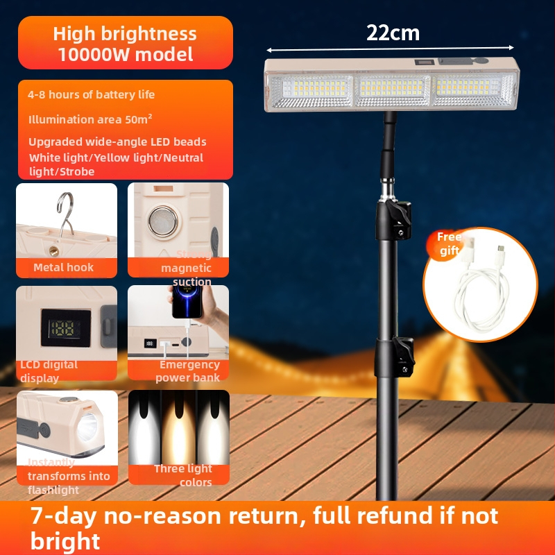 Lumină LED pentru camping, bandă luminoasă portabilă, reîncărcabilă, iluminare de urgență pentru spații în aer liber