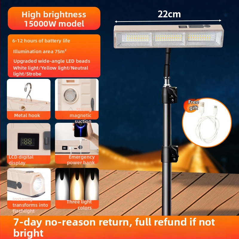 Lumină LED pentru camping, bandă luminoasă portabilă, reîncărcabilă, iluminare de urgență pentru spații în aer liber