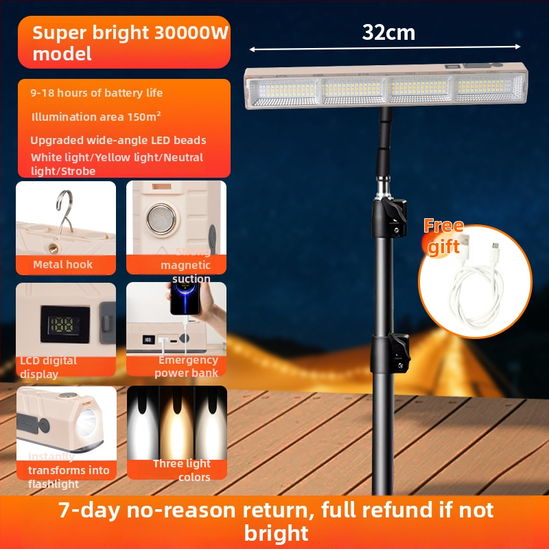 Lumină LED pentru camping, bandă luminoasă portabilă, reîncărcabilă, iluminare de urgență pentru spații în aer liber