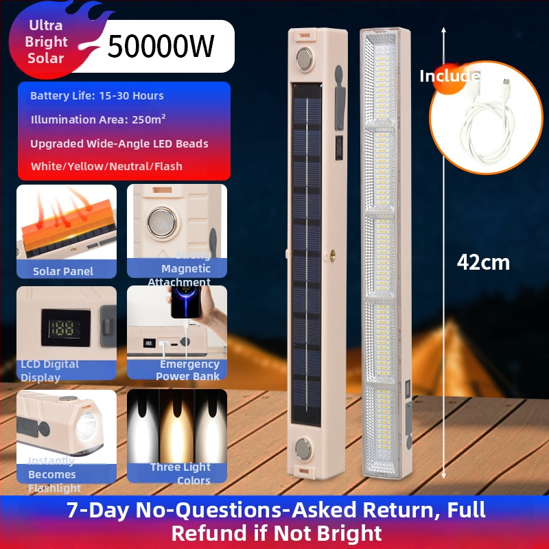 Lumină LED pentru camping, bandă luminoasă portabilă, reîncărcabilă, iluminare de urgență pentru spații în aer liber