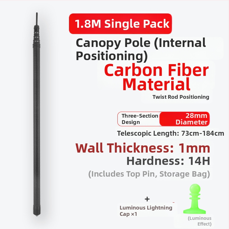 Ράβδος στήριξης ανθρακονημάτων με εσωτερική τοποθέτηση και περιστρεφόμενο κλείδωμα – εξάρτημα για σκηνή κατασκήνωσης