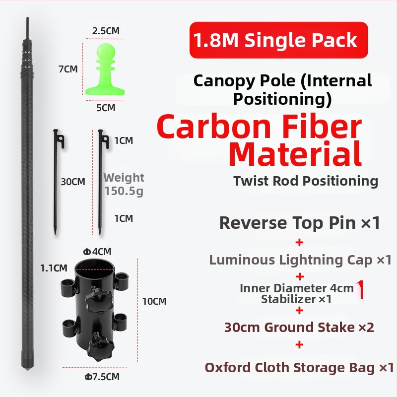 Ράβδος στήριξης ανθρακονημάτων με εσωτερική τοποθέτηση και περιστρεφόμενο κλείδωμα – εξάρτημα για σκηνή κατασκήνωσης