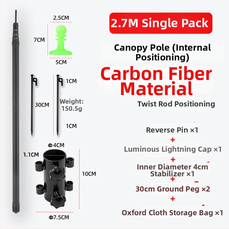 Ράβδος στήριξης ανθρακονημάτων με εσωτερική τοποθέτηση και περιστρεφόμενο κλείδωμα – εξάρτημα για σκηνή κατασκήνωσης