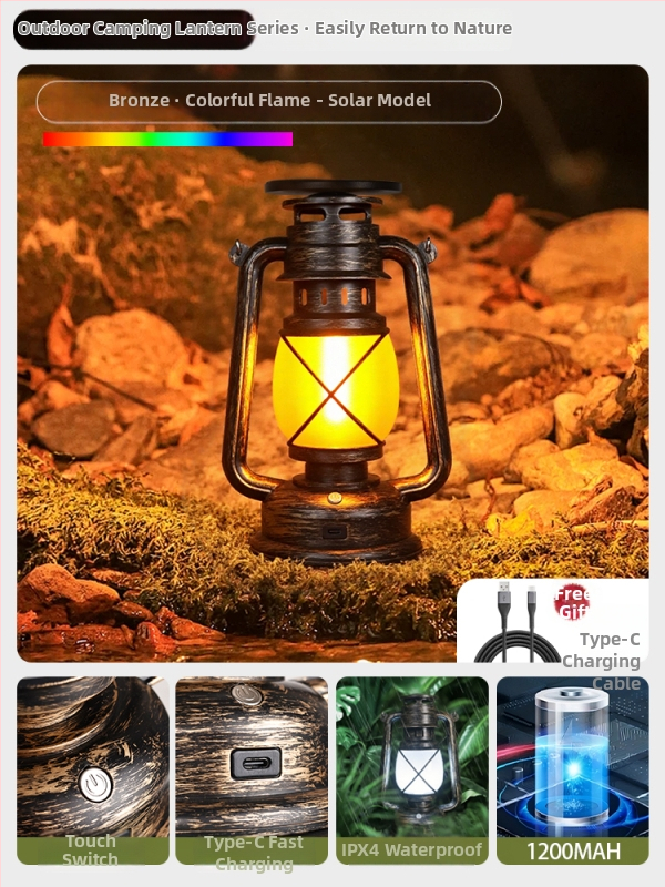 Lumină de camping cu baterie reîncărcabilă încorporată 18650, lampă incandescentă, lanternă portabilă pentru cort în aer liber