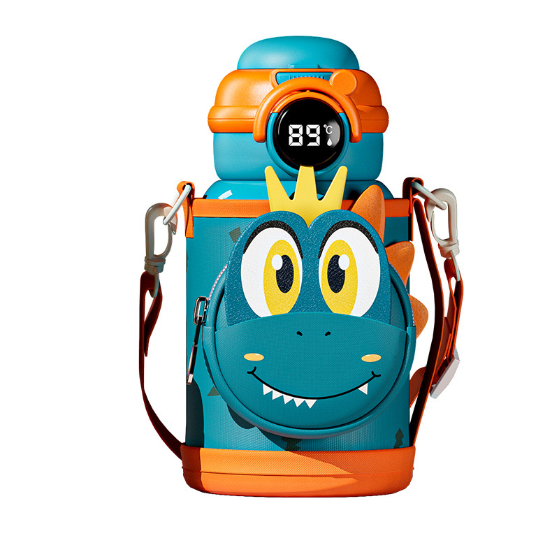 Θερμός κύπελλο με εσωτερικό από ανοξείδωτο χάλυβα 316, εξωτερικό από ανοξείδωτο χάλυβα 304, οθόνη θερμοκρασίας, καλαμάκι, σχέδιο κινουμένων σχεδίων για παιδιά