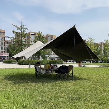 Kemping sátor kültéri árnyékoló, hordozható vinil függönnyel az autó oldalához a tengerparton, Oxford anyag, négyszögletes forma, kézi szerelés, vas tartók, vízállóság 1000