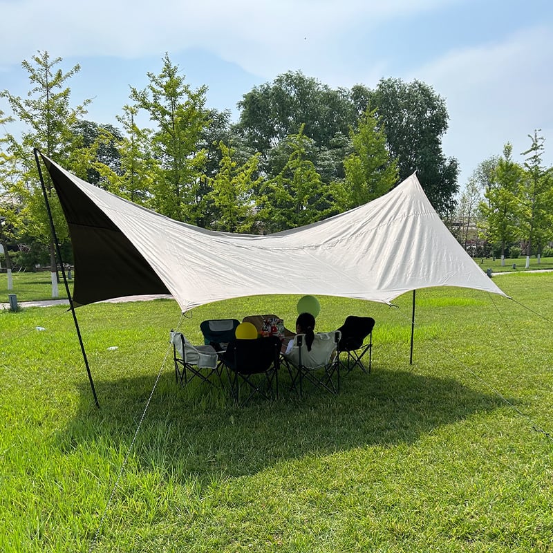 Kemping sátor kültéri árnyékoló, hordozható vinil függönnyel az autó oldalához a tengerparton, Oxford anyag, négyszögletes forma, kézi szerelés, vas tartók, vízállóság 1000
