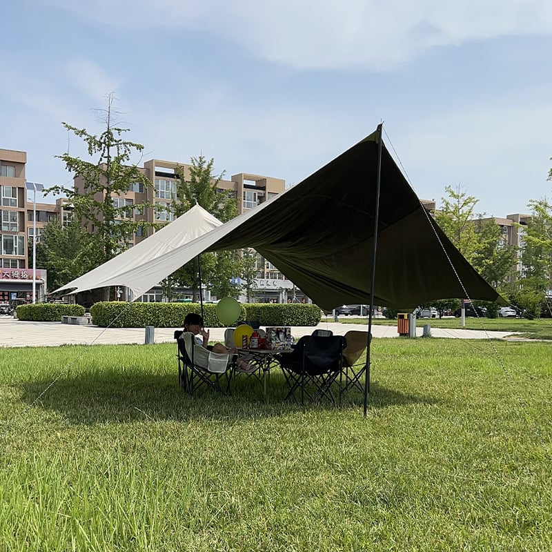 Kemping sátor kültéri árnyékoló, hordozható vinil függönnyel az autó oldalához a tengerparton, Oxford anyag, négyszögletes forma, kézi szerelés, vas tartók, vízállóság 1000