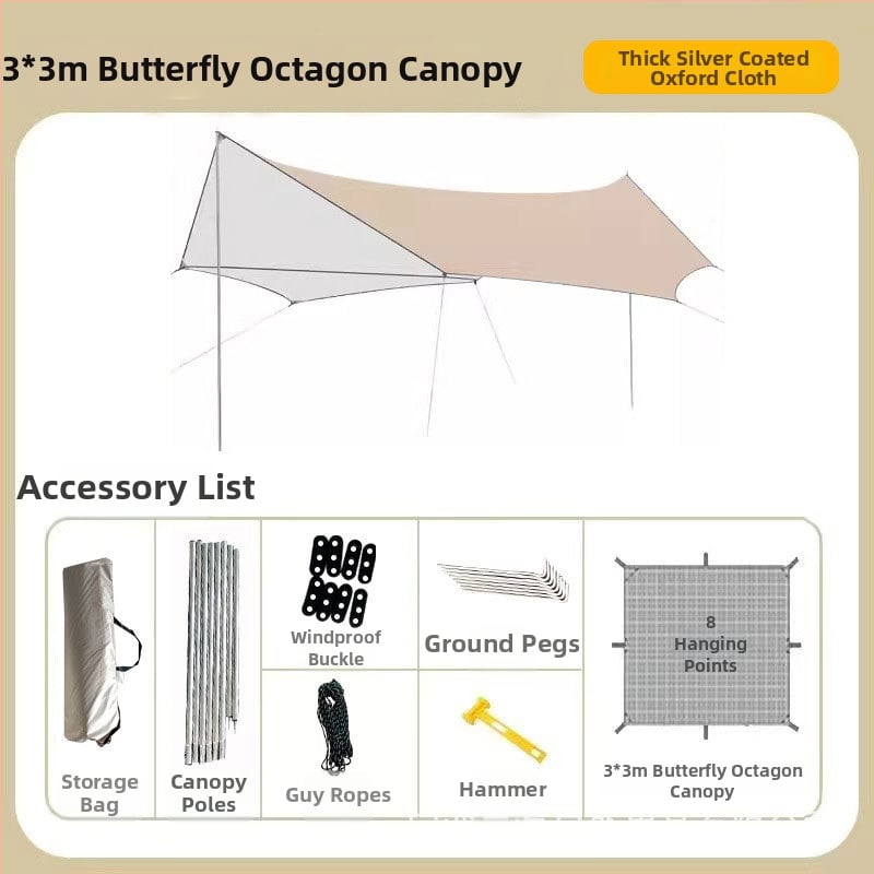 Kemping sátor kültéri árnyékoló, hordozható vinil függönnyel az autó oldalához a tengerparton, Oxford anyag, négyszögletes forma, kézi szerelés, vas tartók, vízállóság 1000