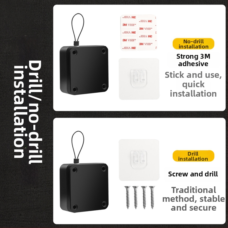 Zatvárač dverí bez vŕtania | plastový, automatické vracanie, moderný minimalistický štýl, značka Yuli