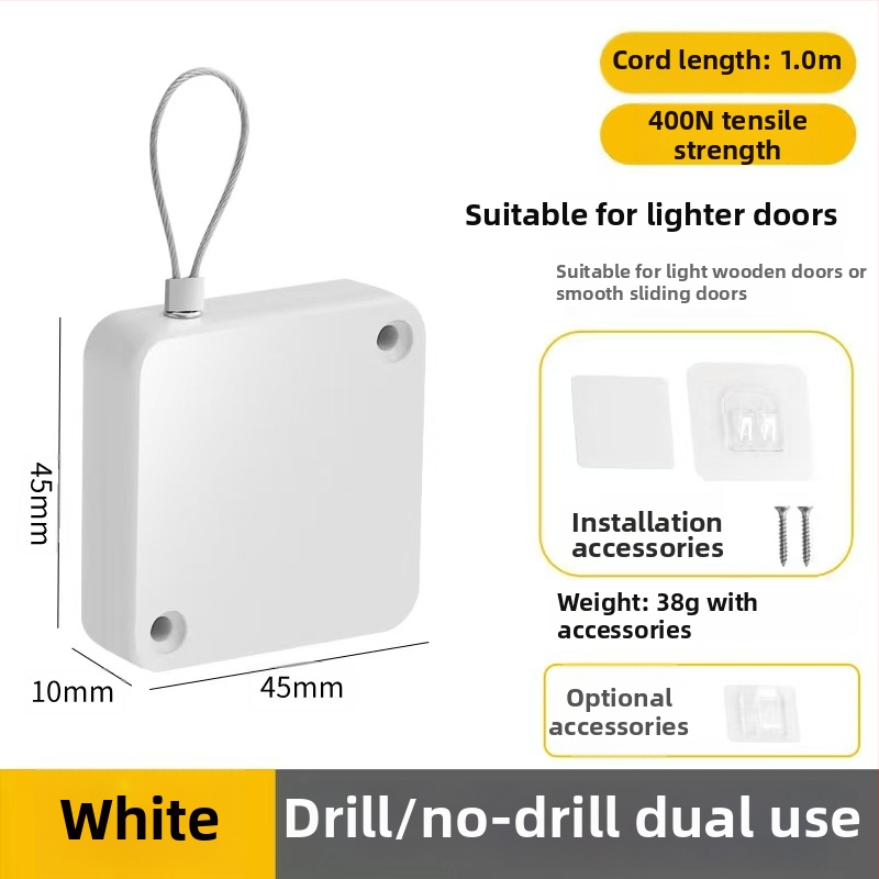 Zatvárač dverí bez vŕtania | plastový, automatické vracanie, moderný minimalistický štýl, značka Yuli