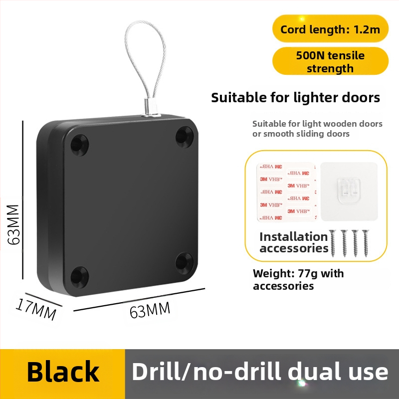 Zatvárač dverí bez vŕtania | plastový, automatické vracanie, moderný minimalistický štýl, značka Yuli