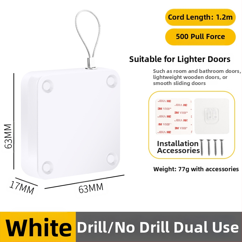 Zatvárač dverí bez vŕtania | plastový, automatické vracanie, moderný minimalistický štýl, značka Yuli