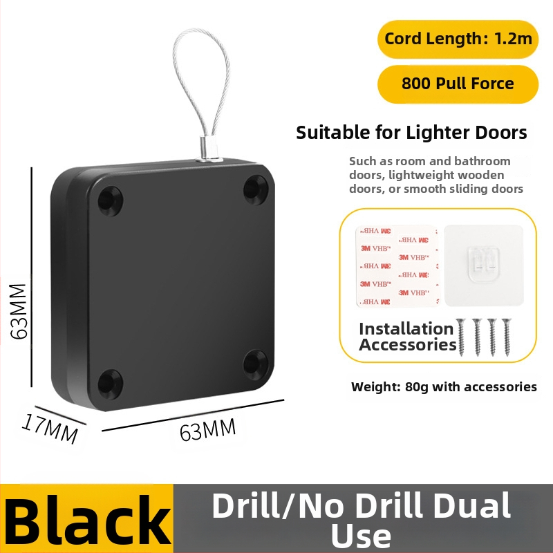 Zatvárač dverí bez vŕtania | plastový, automatické vracanie, moderný minimalistický štýl, značka Yuli