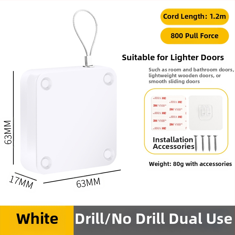 Zatvárač dverí bez vŕtania | plastový, automatické vracanie, moderný minimalistický štýl, značka Yuli