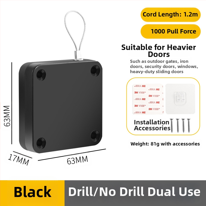 Zatvárač dverí bez vŕtania | plastový, automatické vracanie, moderný minimalistický štýl, značka Yuli