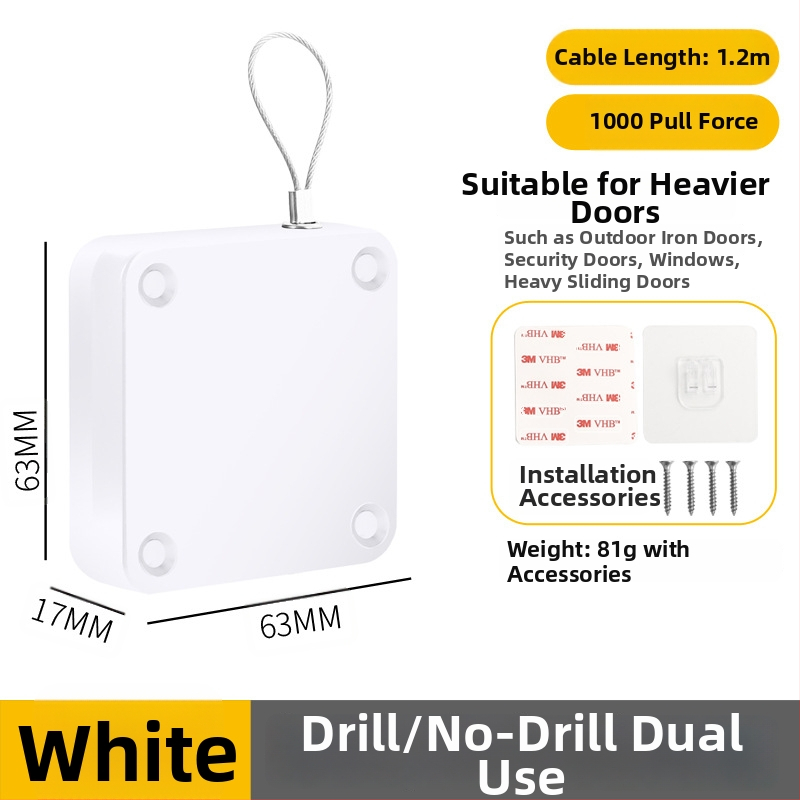 Zatvárač dverí bez vŕtania | plastový, automatické vracanie, moderný minimalistický štýl, značka Yuli