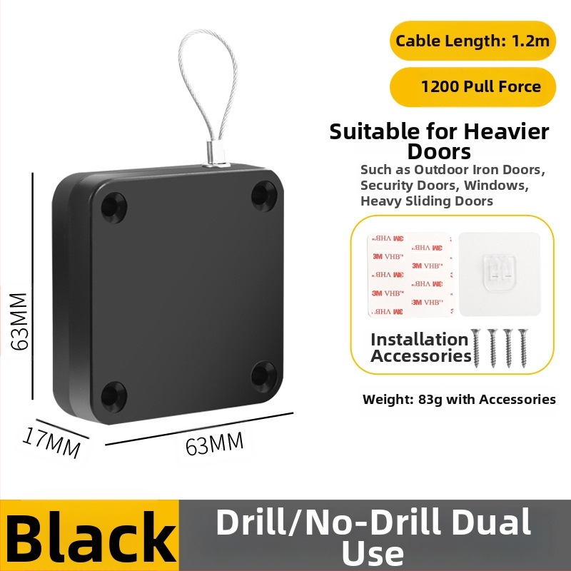 Zatvárač dverí bez vŕtania | plastový, automatické vracanie, moderný minimalistický štýl, značka Yuli